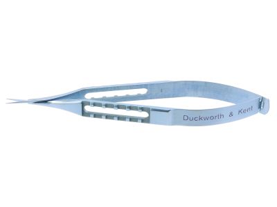D&K Vannas scissors, 3 3/4'',straight blades, sharp tips, flat handle, titanium