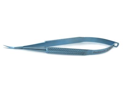 D&K iris scissors, 4 1/4'',curved blades, sharp tips, round handle, titanium