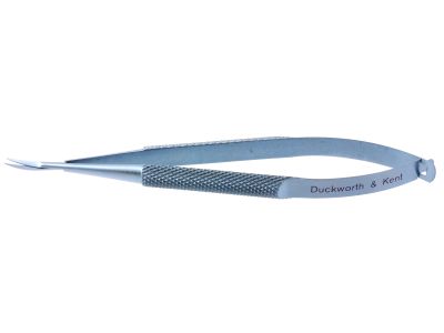 D&K Anwar corneal scissors, 4 1/4'',curved right blades, blunt tips, round handle, titanium