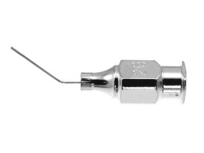 Seeley hydrodissection cannula, 26 gauge, angled, flattened tip, 12.0mm from bend to tip, 15.0mm overall length excluding hub