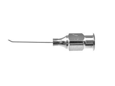 Knolle anterior chamber irrigating cannula, 27 gauge, angled 45º, 2.0mm from bend to tip, 19.0mm overall length excluding hub