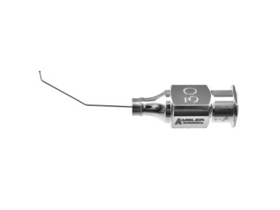 Gimbel cortex aspirating cannula, 30 gauge, double-angled, front opening, 11.0mm from bend to bend, 2.5mm from bend to tip, 13.0mm overall length excluding hub
