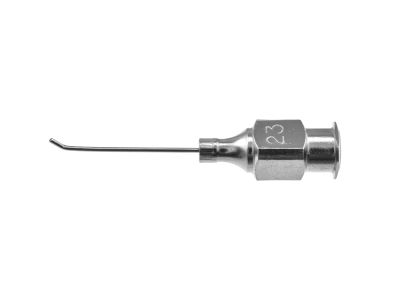 Knolle anterior chamber irrigating cannula, 23 gauge, angled 45º, 2.0mm from bend to tip, 19.0mm overall length excluding hub