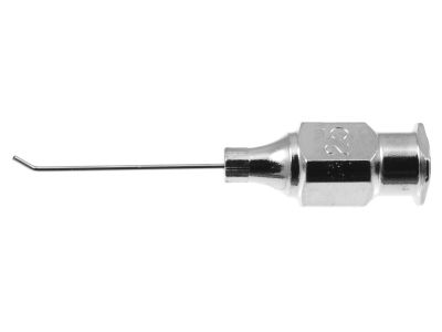 Knolle anterior chamber irrigating cannula, 25 gauge, angled 45º, 2.0mm from bend to tip, 19.0mm overall length excluding hub