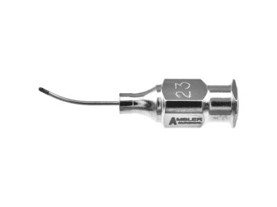 Simcoe cortex extractor cannula, 23 gauge, curved, 0.3mm aspiration port, sandblasted tip, 13.0mm overall length excluding hub