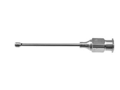 Gass vitreous aspirating cannula, 16 gauge, straight, 5.0mm ball-shaped tip, shaft markings every 5.0mm, 35.0mm overall length excluding hub