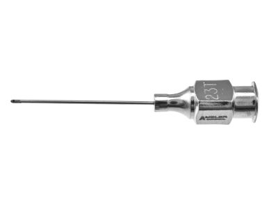 Anis cortex aspirating cannula, 23 gauge thin-wall, straight, 0.3mm side port opening, sandblasted tip, 25.0mm overall length excluding hub