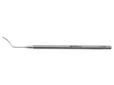 Helveston scleral ruler, 6'',vaulted, notches''5.0mm increments, single marking tooth at tip, flat handle