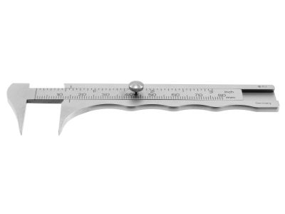 Jameson caliper, 3 3/4'', angled tips, measures 0-80mm in 1mm increments