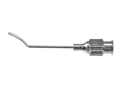 Randolph cyclodialysis cannula, 19 gauge, vaulted, 12.0mm from bend to tip, highly flattened tip, end opening, 27.0mm overall length excluding hub