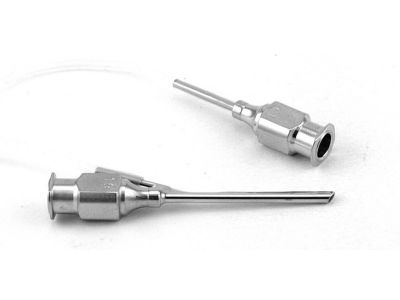 O'Gawa two-way irrigating/aspirating cannula, 16 gauge irrigation, 23 gauge aspiration, 0.3mm port, beveled tip, supplied with 12''of tubing and luer-lock adapter, 30mm overall length excluding hub