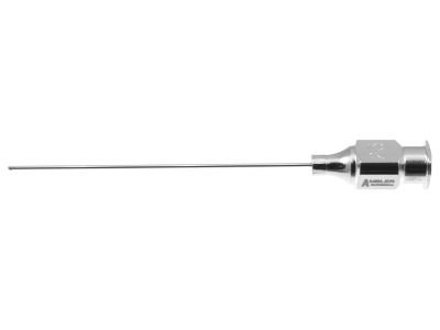 McIntyre lacrimal cannula, 23 gauge, straight, dual 0.3mm side port openings, blunt tip, 46.0mm overall length excluding hub