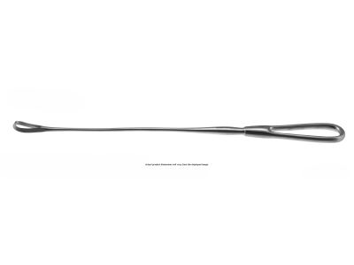 Bumm uterine curette, 12'', malleable, 10.0mm wide, sharp edge, fenestrated handle