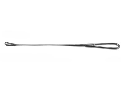 Bumm uterine curette, 12'', malleable, 13.0mm wide, sharp edge, fenestrated handle