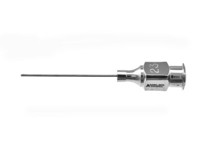 Lacrimal cannula, 23 gauge, straight, blunt tip, end opening, 25.0mm overall length excluding hub