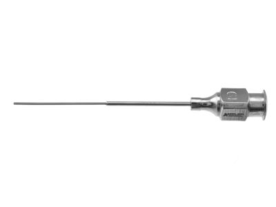 Fasanella lacrimal cannula, 23 gauge, 19 gauge reinforced shaft, gently curved, 22mm tip, blunt end opening, 42.0mm overall length excluding hub