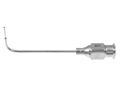 Keisler lacrimal cannula, 23 gauge, curved 90º, reinforced shaft, 6.0mm tip, blunt end opening, 30.0mm overall length excluding hub