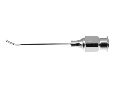 Healon/Viscoelastic injection aspiration cannula, 21 gauge, angled 50º, flattened round tip, 5.0mm from bend to tip, 29.0mm overall length excluding hub