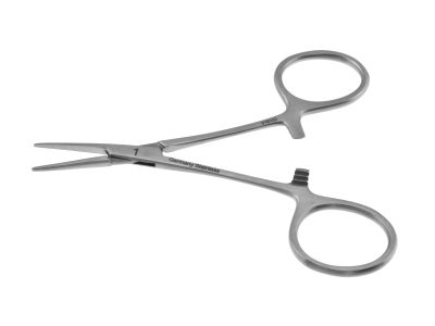 Castaneda suture tag forceps, 3 3/4'', #1, straight, smooth jaws, ring handle