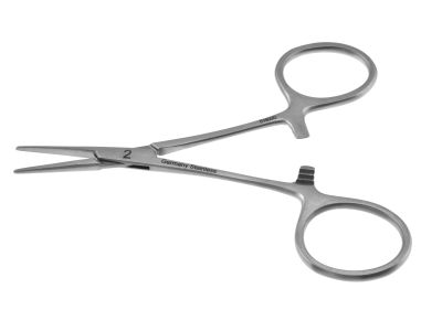 Castaneda suture tag forceps, 3 3/4'', #2, straight, smooth jaws, ring handle