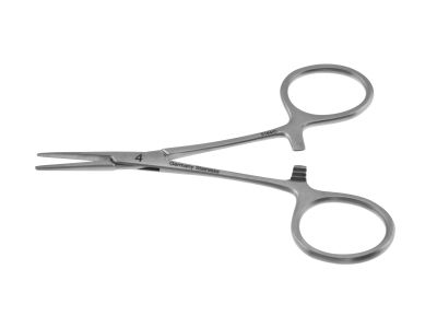 Castaneda suture tag forceps, 3 3/4'', #4, straight, smooth jaws, ring handle