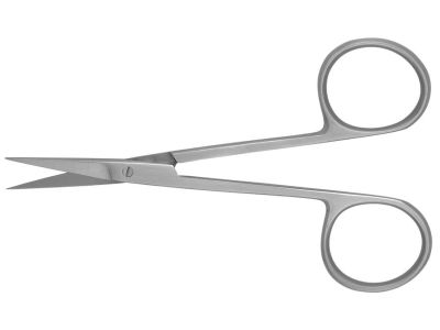 Iris scissors, 4'', left-handed, straight blades, sharp tips, ring handle