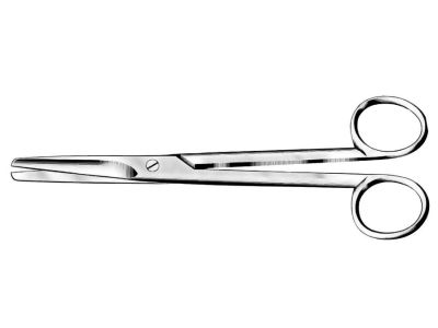 Mayo dissecting scissors, 6'', straight beveled blades, blunt tips, ring handle