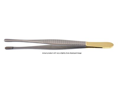 Wangensteen tissue forceps, 9'', straight, serrated TC jaws, flat handle