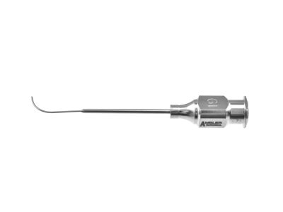 Lacrimal cannula, 27 gauge, 19 gauge reinforced shaft, curved, 10.0mm tip, blunt end opening, 32.0mm overall length excluding hub