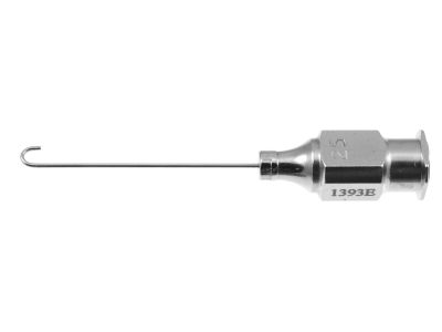 Osher cortex extractor cannula, 25 gauge, straight, 2.5mm wide J-shaped tip, 25.0mm overall length excluding hub