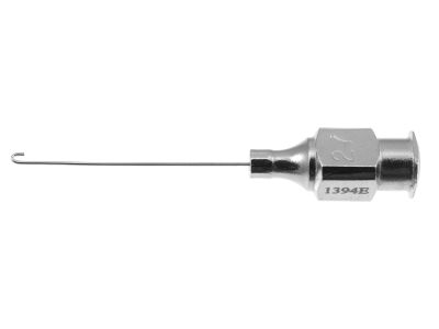 Osher cortex extractor cannula, 27 gauge, straight, 1.5mm wide J-shaped tip, 26.0mm overall length excluding hub