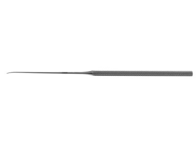 McCabe measuring instrument, 6 7/8'', straight shaft, slightly curved tip, rings at 3.0mm, 4.0mm and 5.0mm from distal tip, round handle