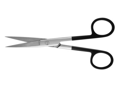 Operating scissors, 5 1/2'', straight Superior-Cut blades, sharp tips, black ring handle