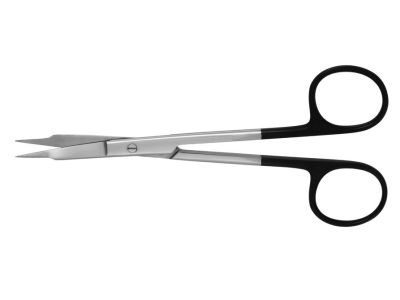 Goldman-Fox scissors, 5'', curved Superior-Cut blades, micro serrated lower blade, sharp tips, ring handle