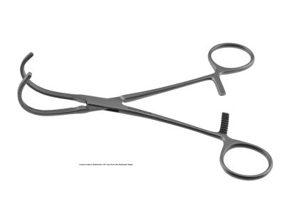 Beck-Cooley vascular clamp, 6'',small, strongly curved, 2.5cm long atraumatic jaws, ring handle