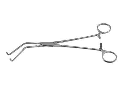 Cleveland Clinic renal clamp, 9 5/8'',large, angled left, atraumatic jaws, ring handle