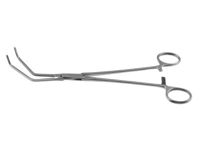 Cleveland Clinic renal clamp, 9 5/8'',large, angled right, atraumatic jaws, ring handle