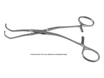 Cooley anastomosis clamp, 6 1/2'',side angled 30º, 1.8cm long x 7.0mm deep atraumatic jaws, ring handle