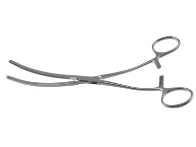 Cooley aortic clamp, 7 1/2'',curved shanks, slightly curved, 6.4cm long atraumatic jaws, ring handle