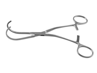 Cooley cardio clamp, 6 1/2'',medium, acutely curved, 3.8cm long x 1.5cm deep atraumatic jaws, ring handle