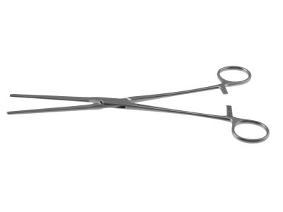 Cooley coarctation clamp, 9 3/4'',straight shanks, straight, 7.0cm long atraumatic jaws, ring handle