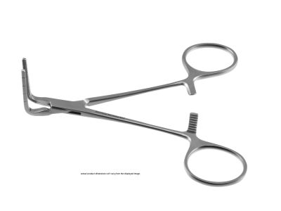 Cooley occlusion clamp, 5 1/2'',angled 90º, 17.0mm long atraumatic jaws, ring handle