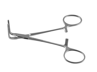 Cooley occlusion clamp, 5 1/2'',angled 90º, 25.0mm long atraumatic jaws, ring handle