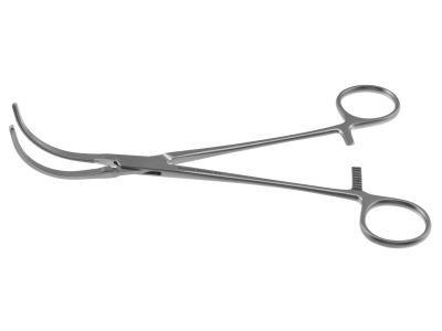Cooley occlusion clamp, 8 1/4'',curved, 3.6cm long atraumatic jaws, ring handle