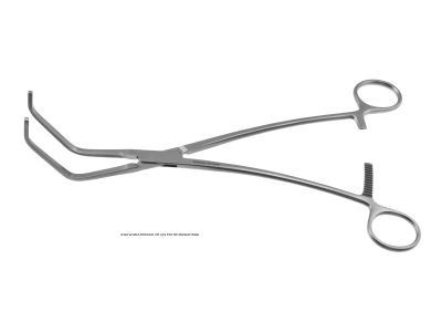 Cooley partial occlusion clamp, 8 1/2'',angled, 5.2cm long x 12.0mm deep atraumatic jaws, ring handle