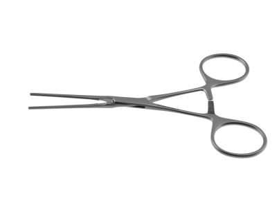 Cooley vascular clamp, 5'',neonatal, straight, 3.8cm long atraumatic jaws, ring handle