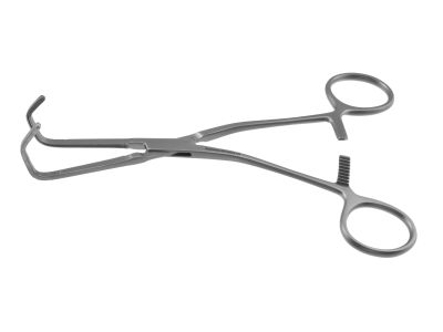 Cooley vascular clamp, 6 1/2'',small, angled 90º, 2.7cm long x 7.0mm deep atraumatic jaws, ring handle