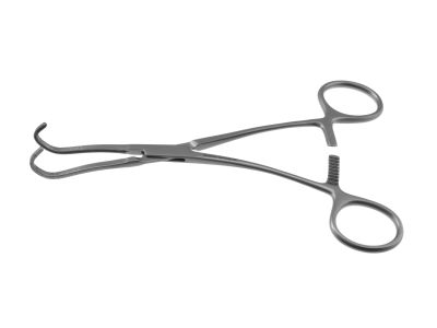 Cooley-Derra anastomosis clamp, 6 1/2'',small, angled, 2.0cm long x 9.0mm deep atraumatic jaws, ring handle