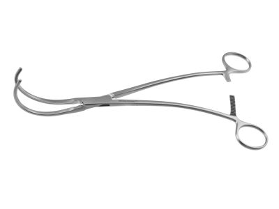 DeBakey clamp, 10'',large, acutely curved, 7.0cm long atraumatic jaws, ring handle