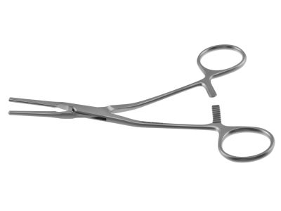 DeBakey patent ductus clamp, 6 3/4'',pediatric, angled shanks, straight, atraumatic jaws, ring handle